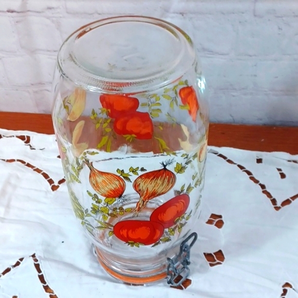 Vtg 1960,S Glass Jar Canister  Peppers Mushrooms France Niveau De Remplissage - Picture 5 of 10